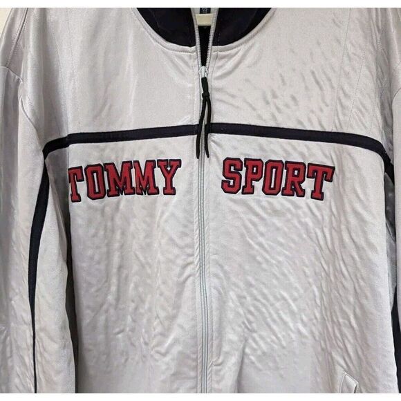 Tommy Hilfiger Y2K Tommy Sport Mens zip up Jacket Coat Silver Size 2xL - Picture 2 of 6